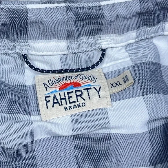 Faherty Shirt Men XXL 2XL Grey Check Plaid Button Up Cotton Dress Casual Adult * - Picture 8 of 16